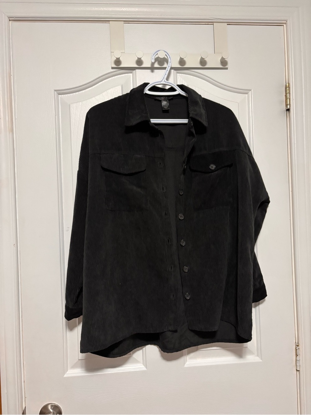 H&M Black Corduroy Button-Up Shacket